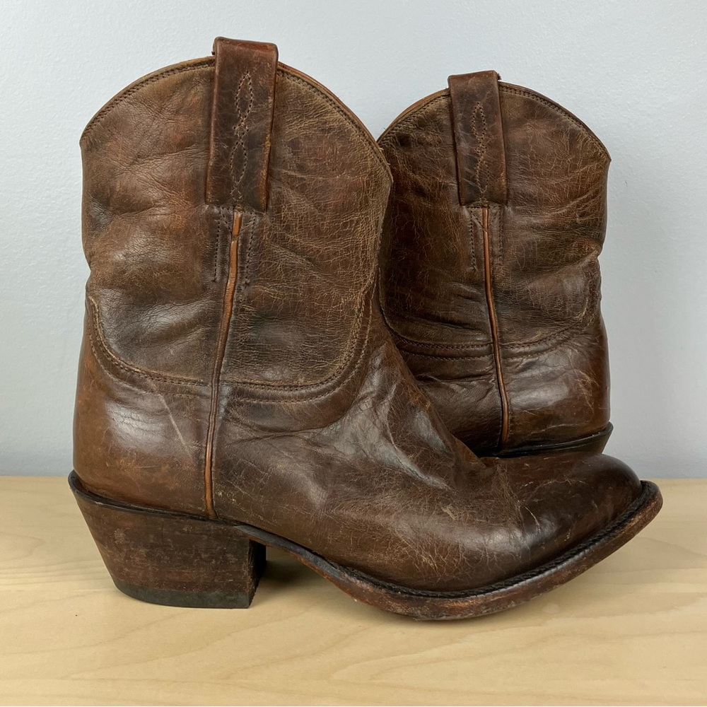 Lucchese Women’s Size 6.5 Brown Leather Western Ankle Booties Side Zip USA - Picture 2 of 13